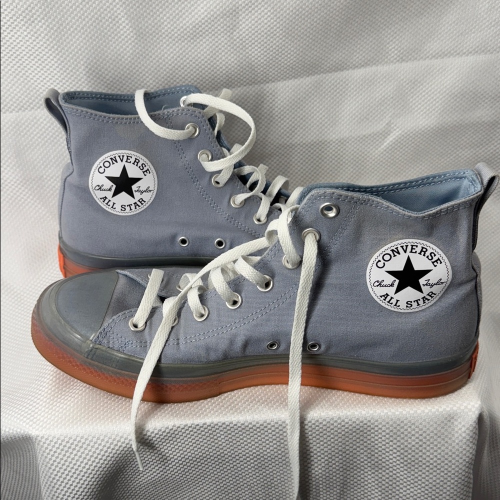 Men’s Canvas Converse High-Top Sneakers in Light Gray/Blue and White - Size 11.5
